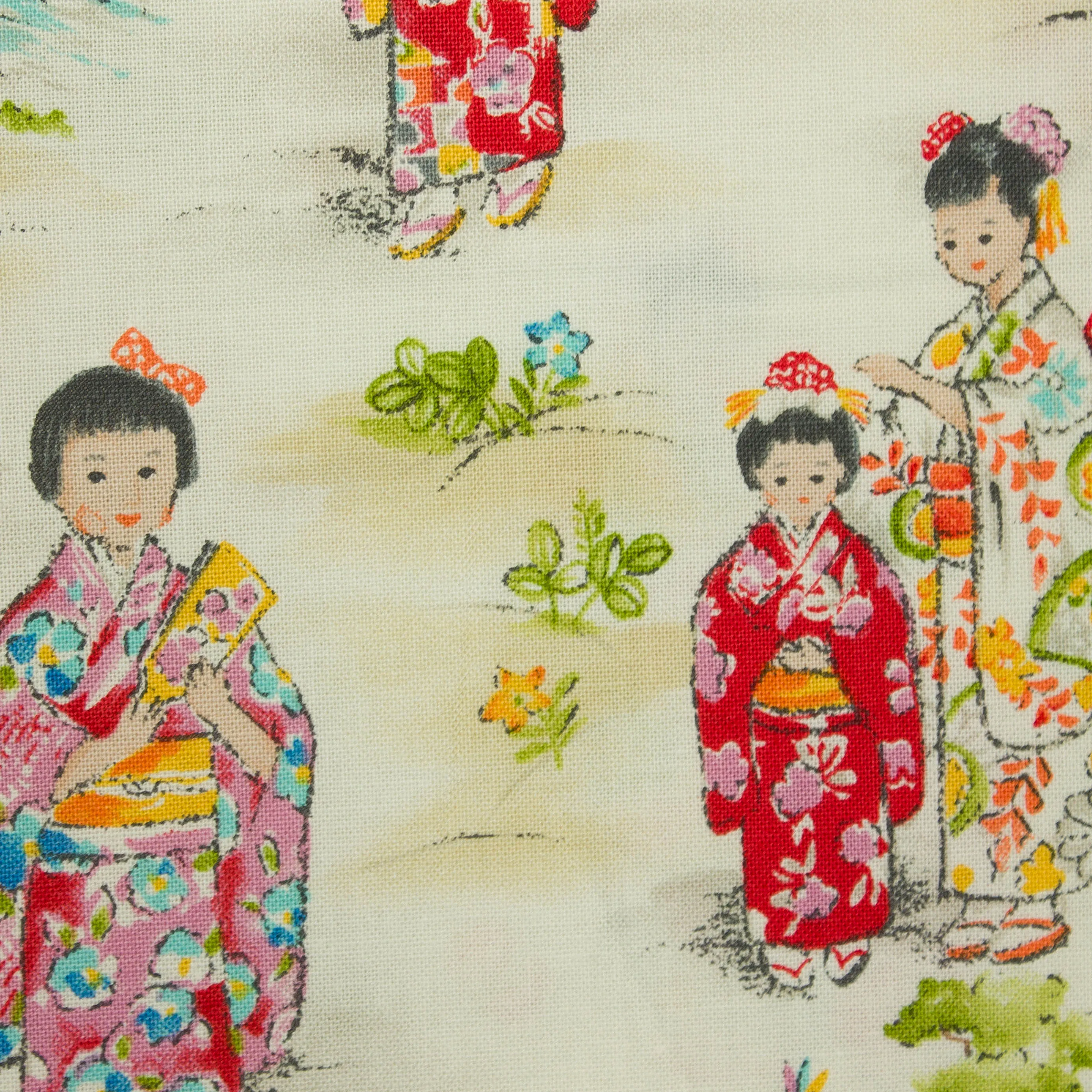 Katoen ecru met Chinese personages